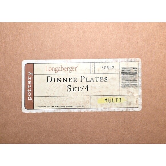 Longaberger Woven Traditions Dinner Plate (4) Red Yellow Green Blue NEW - Picture 11 of 12